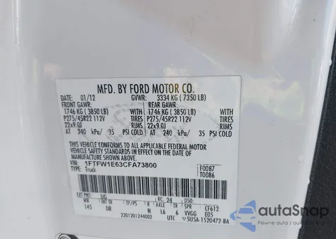 2012 Ford F-150 Harley-Davidson z USA, uszkodzony, nr VIN 1FTFW1E63CFA73800